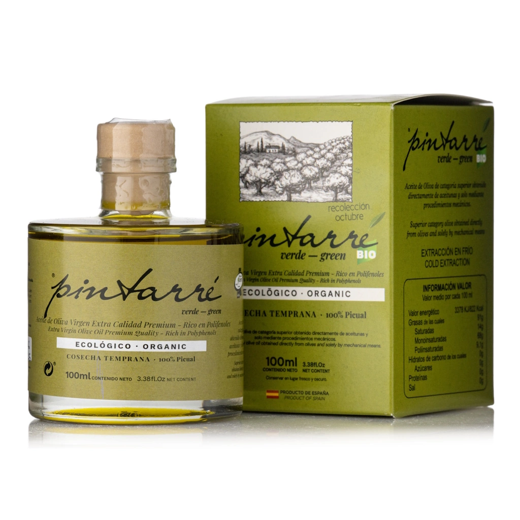 aceite virgen extra AOVE Pintarré verde botella 100ml con estuche