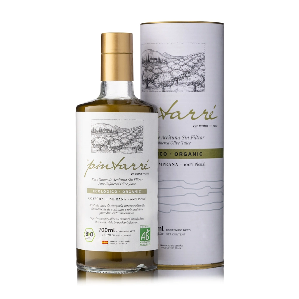 aceite virgen extra AOVE Tintarre ecológico en rama sin filtrar 700ml con estuche