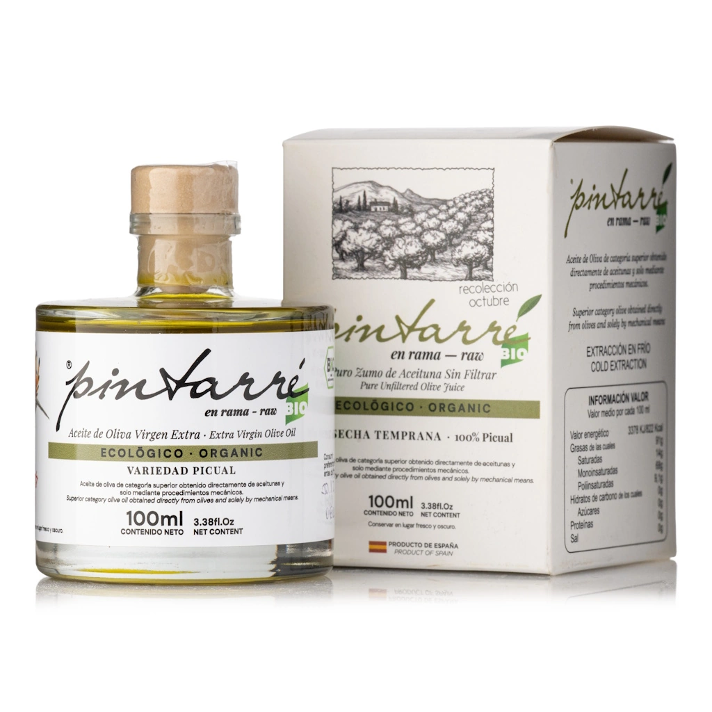 aceite virgen extra AOVE tintarre ecológico en rama sin filtrar 100ml con estuche